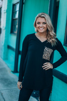 Leopard Pocket Top: Black Leopard Pocket Top: Black