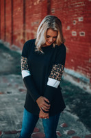 Living in Leopard Top: Black Living in Leopard Top: Black