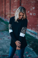 Living in Leopard Top: Black Living in Leopard Top: Black