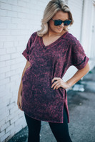 What a Feeling Acid Wash Tee: Blackberry What a Feeling Acid Wash Tee: Blackberry