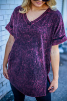 What a Feeling Acid Wash Tee: Blackberry What a Feeling Acid Wash Tee: Blackberry