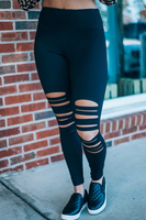 Lesley Distressed Leggings: Black