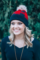 Buffalo Plaid Pom Beanie: Black/Red