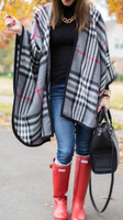 Plaid to Meet You Poncho: Gray
