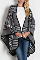 Plaid to Meet You Poncho: Gray