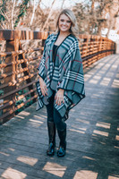 Plaid to Meet You Poncho: Gray