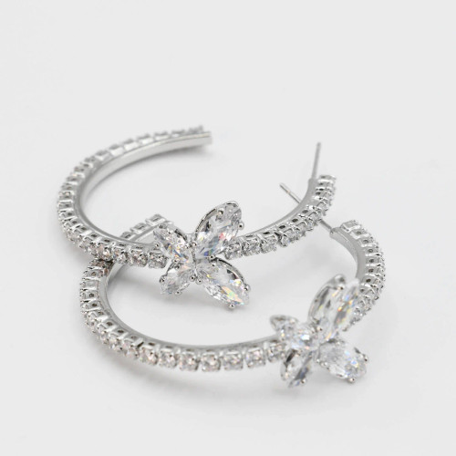Crystal Butterfly Hoops in Silver Crystal Butterfly Hoops in Silver