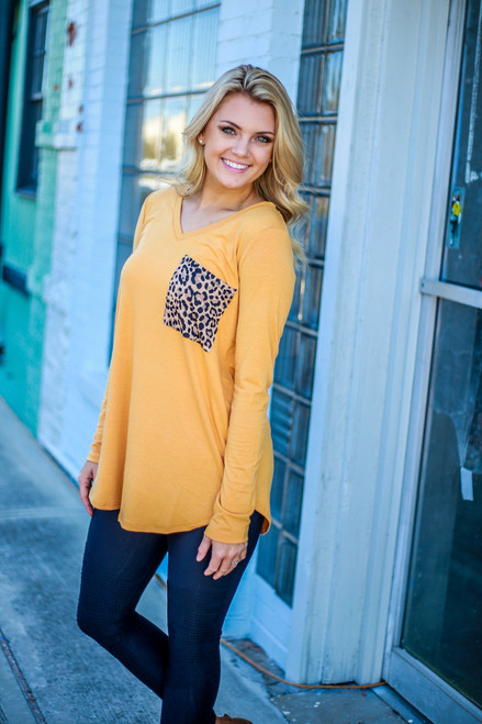 Leopard Pocket Top: Mustard Leopard Pocket Top: Mustard