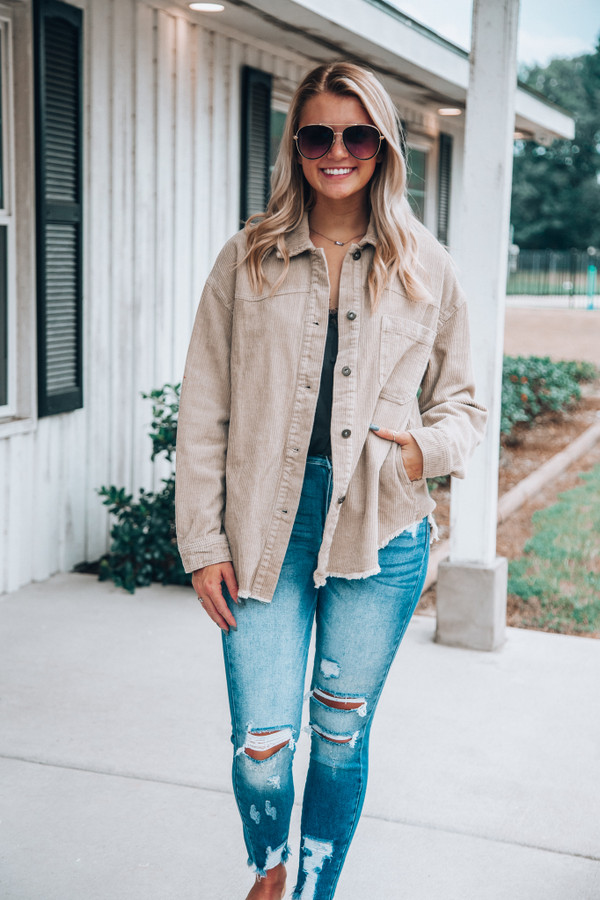 Respect Your Heart Shacket: Taupe Respect Your Heart Shacket: Taupe