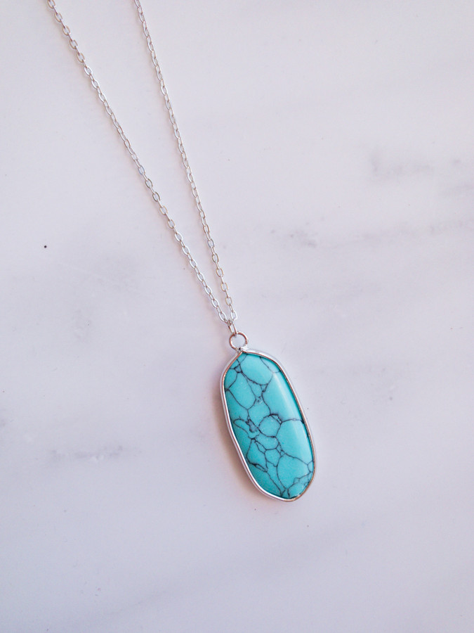 Sabrina Necklace: Turquoise/ Silver - Off the Racks Boutique