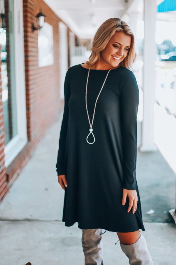 navy tunic swing dress