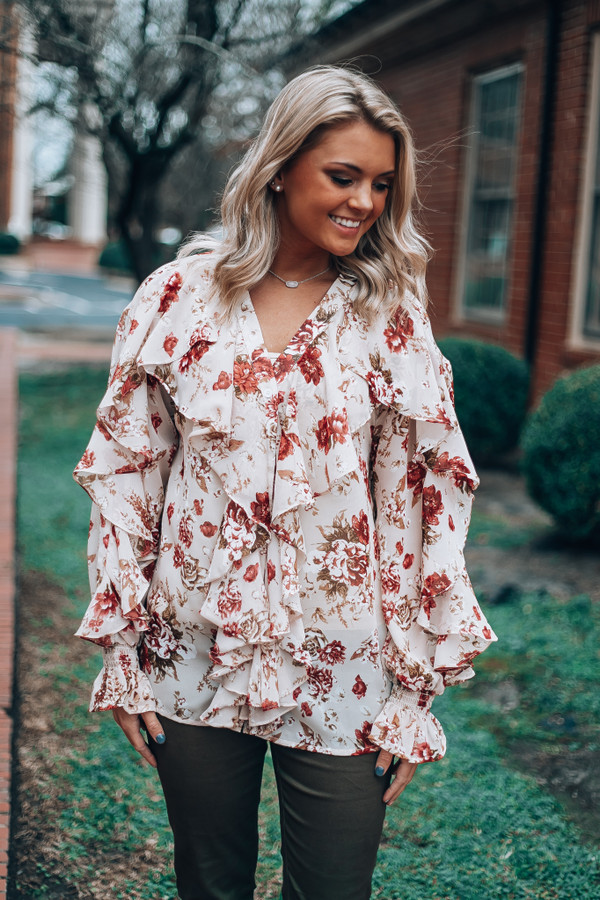 Take Me Away Top: Blush Floral - Off the Racks Boutique