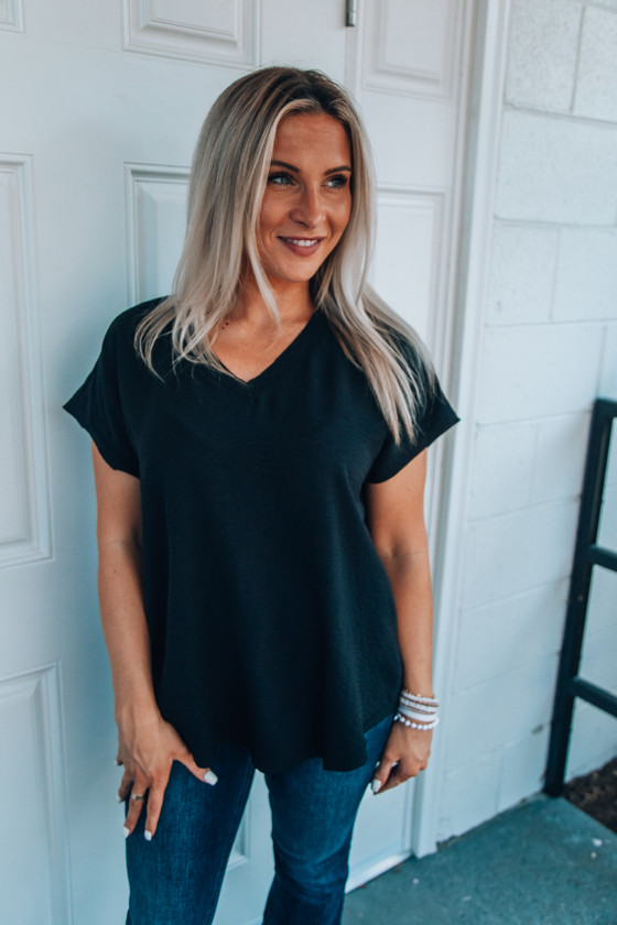 All This Time Top Black Off the Racks Boutique