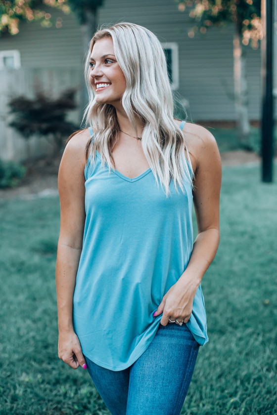 Deal of the Day Reversible Cami Top: Blue Grey - Off the Racks Boutique