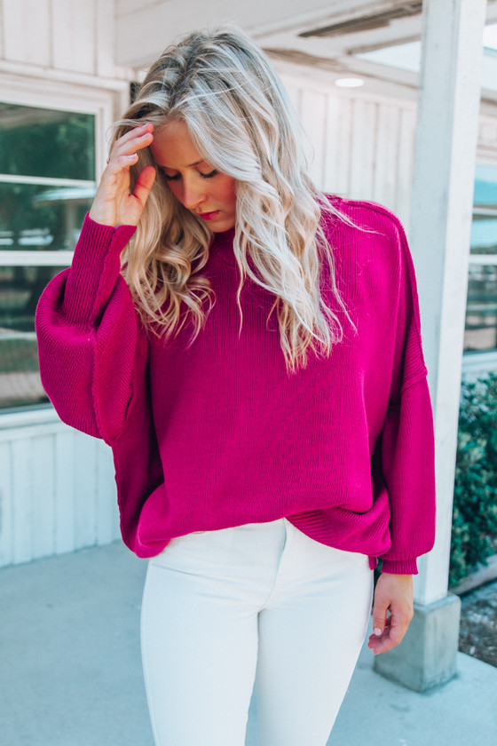 Play Your Part Sweater Top Magenta Off the Racks Boutique