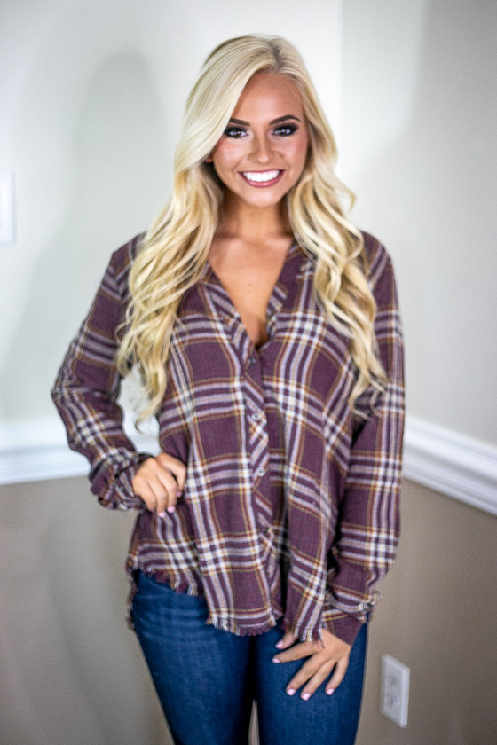 Bonfire Babe Top: Maroon - Off the Racks Boutique