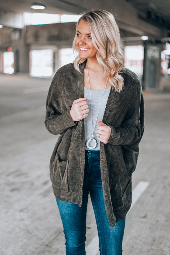 Best Days Cardigan: Olive - Off the Racks Boutique