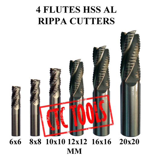 CTC Tools - 4 flute HSS AL roughing endmill cutters (6 pcs) metric, designed for efficient material removal.