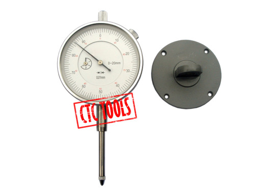CTC Tools - dial indicator gauge 0.01mm (20mm long travel) for precise measurement in metalworking and machine setups.