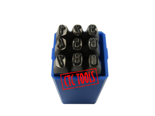 CTC Tools - 9-piece number hand marking punches for metal stamping and part identification.