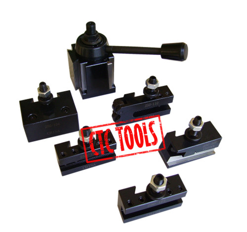 CTC Tools - Quick change toolpost set, wedge type, 6pcs, designed for fast and efficient tool changes. Hurtigskifte til drejebænk