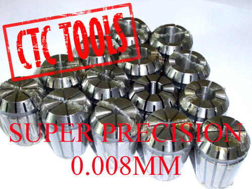 CTC Tools - ER25 precision collet set, 0.008mm tolerance, ideal for high-precision machining (14 pcs).