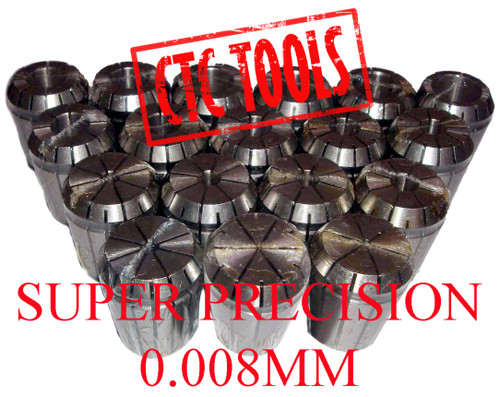 CTC Tools - ER32 precision collet set, 0.008mm close tolerance, DIN6499 certified (18 pcs).