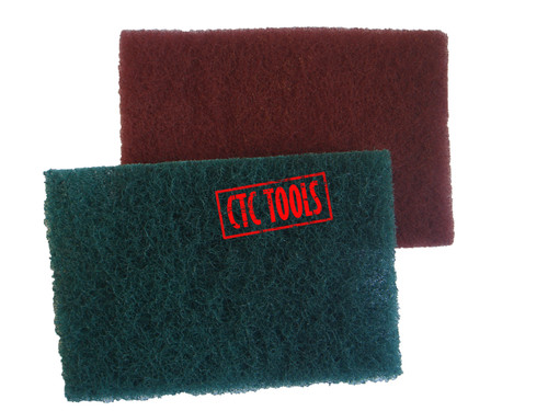 CTC Tools - 2-piece silicon carbide hand pads (fine/medium) for smoothing and deburring metal surfaces.