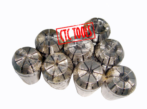 CTC Tools ER16 collet set, 8pcs imperial bores, DIN6499B standard, for CNC machining precision.