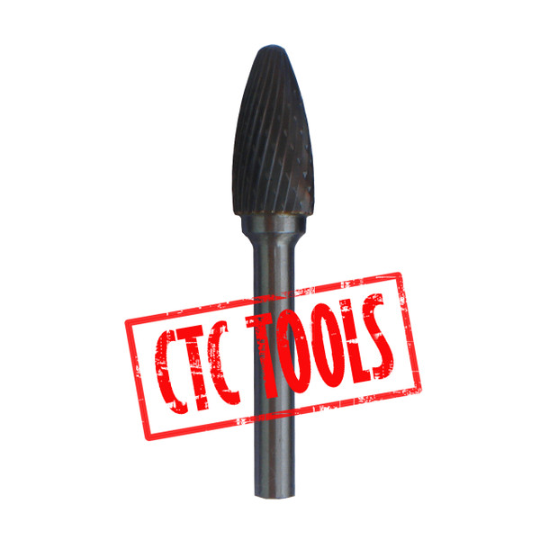 CTC Tools - carbide burr round tree (type F) 6mm shank for profiling and shaping curved surfaces.