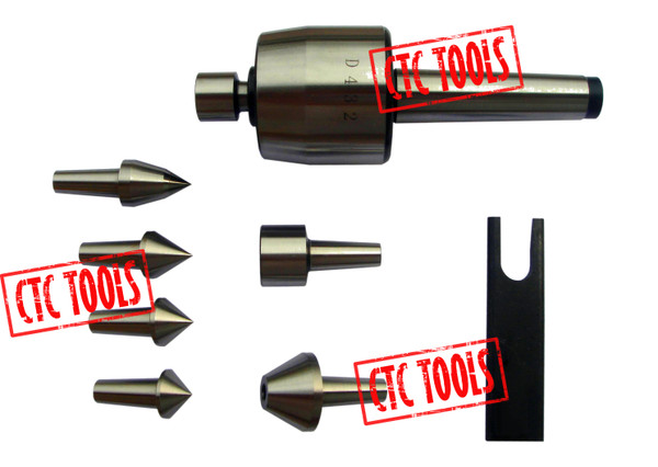 CTC Tools - Morse Taper live center with 7 replaceable tips for versatile support in lathe work.