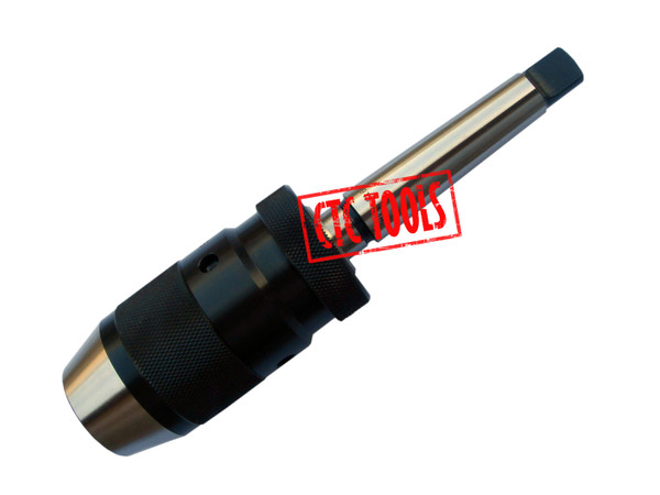 CTC Tools - 13mm keyless drill chuck with Morse taper shank & tang for reliable drilling on lathes or mills.