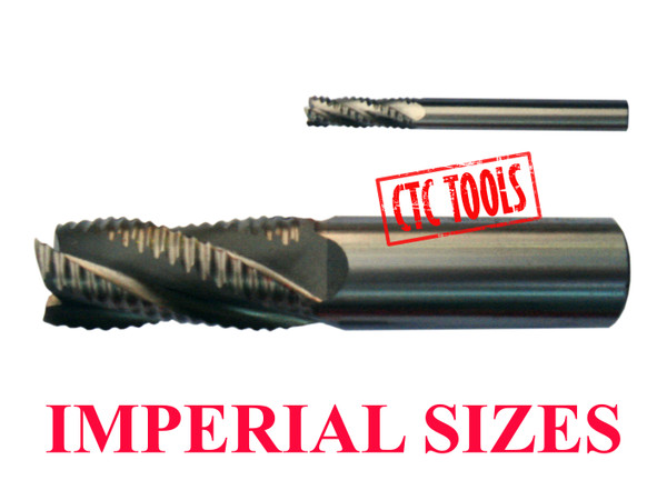 CTC Tools - 4 flute HSS AL roughing endmill cutter imperial (1 pc), for rapid material removal.