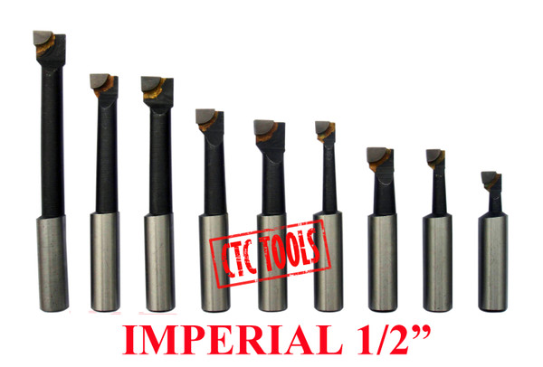 CTC Tools - 9 pcs. 1/2 inch carbide-tipped boring bars for precision metal machining.