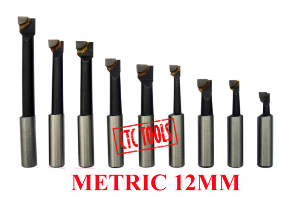 CTC Tools - 9 pcs. 12mm carbide-tipped boring bars designed for accurate boring applications.