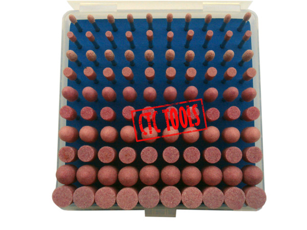 CTC Tools - 100-piece mounted points on 3mm shank, cylindrical & bullet shape, for bulk grinding and polishing.