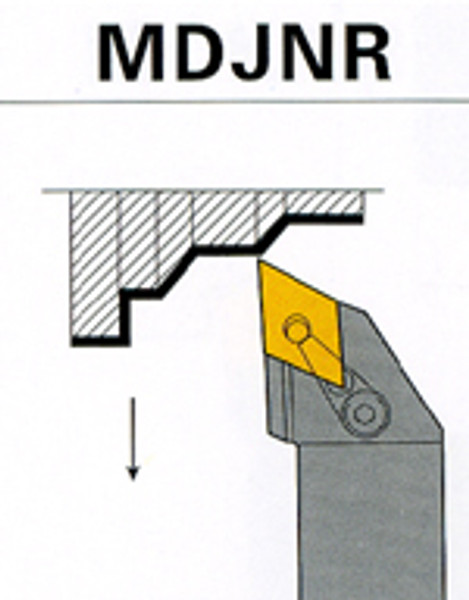 CTC Tools - MDJNR/L indexable turning tool holder for external lathe turning in metal machining.