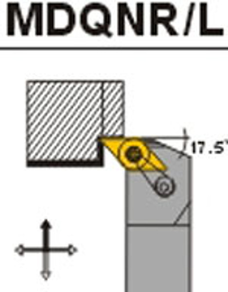 CTC Tools - MDQNR/L indexable turning tool holder for external lathe turning in metal machining.