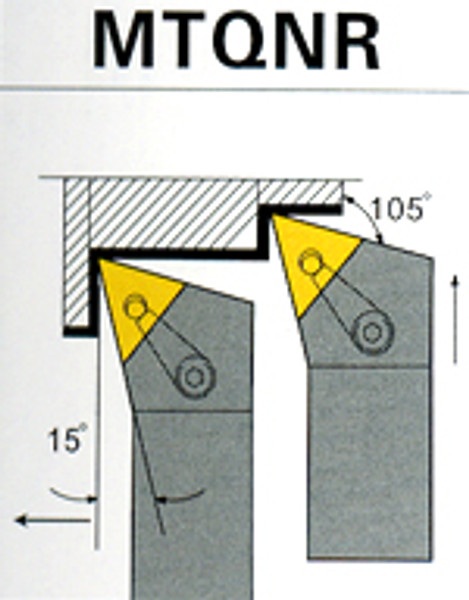 CTC Tools - MTQNR/L indexable turning tool holder for external lathe turning in metal machining.