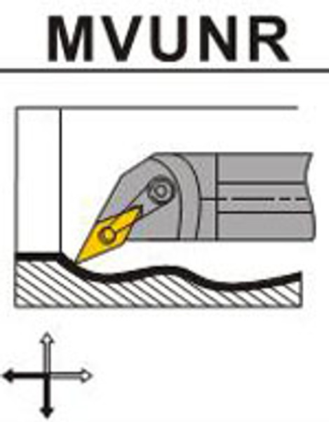 CTC Tools - MVUNR/L indexable turning tool holder for external lathe turning in metal machining.
