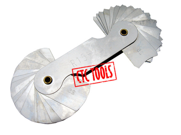 CTC Tools - Inside and outside radius gauges, metric sizes, for radius measurement.