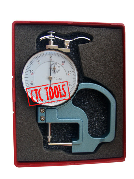 CTC Tools - Pipe thickness dial gauge, 0.01mm to 10mm range, for precision engineering.