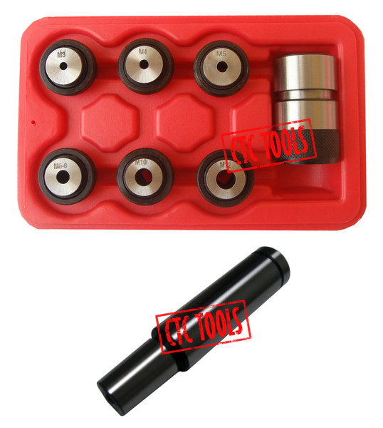 CTC Tools - Quick change floating tap chuck set, M5-M16, with 20mm shank, for efficient threading.