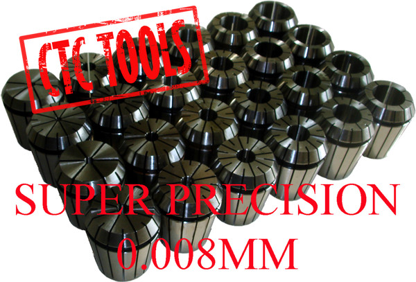 CTC Tools - ER40 precision collet set, 0.008mm tolerance for professional setups (24 pcs).