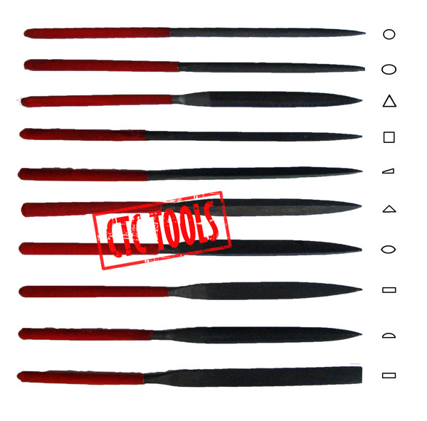 CTC Tools - 10 pcs straight needle files, ideal for precision filing applications.