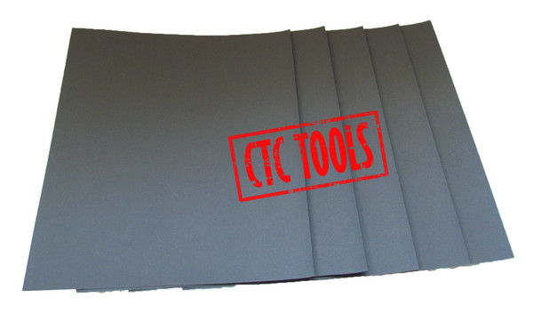CTC Tools - Wet/dry aluminium oxide sandpaper, set of 5pcs, ideal for finishing applications.