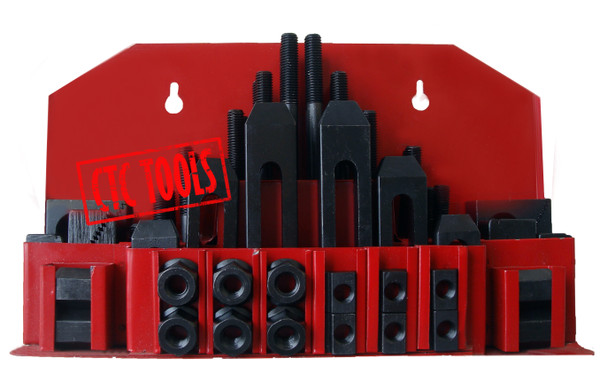 CTC Tools - Clamping kit, 58pcs, for secure workpiece holding on milling machine T-slot tables.