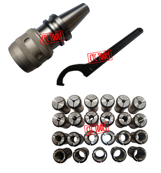 CTC Tools - BT40 C32 multi-lock power milling chuck with 23pcs collets for secure milling.