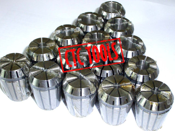 CTC Tools ER25 collet set, 15pcs with 2mm to 16mm bores, DIN6499B standard, for CNC machining precision.