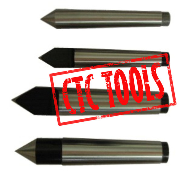 CTC Tools - 4-piece MT1 & MT2 dead and half notch centers for stable lathe turning in metalworking.